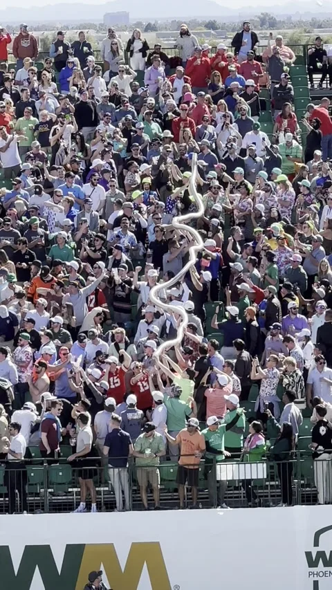 Golf Fans Create Beer Cup Snake, Scottsdale, Arizona, USA - 10 Feb 2023 Stock Footage 233279084