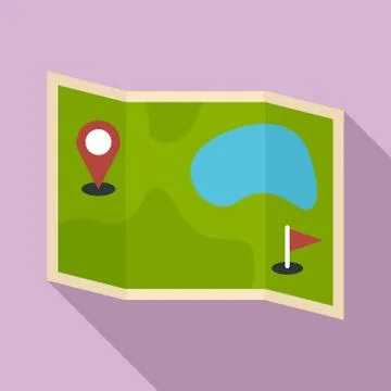 Golf field map icon, flat style Stock Illustration