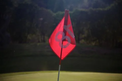 Golf flag 18th Stock Photos