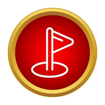 Golf flag and hole marker icon in circle Stock Illustration