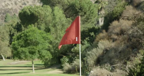 Golf Flag Blows in the Wind Stock Footage 192317173