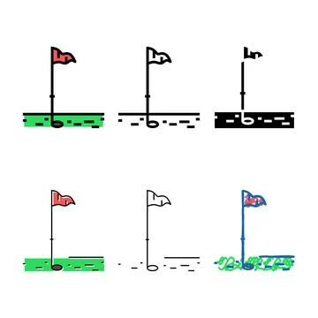 Golf flag color icon vector variety Illustrazione stock