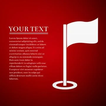 Golf flag flat icon on red background. Vector Illustration Ilustração Stock