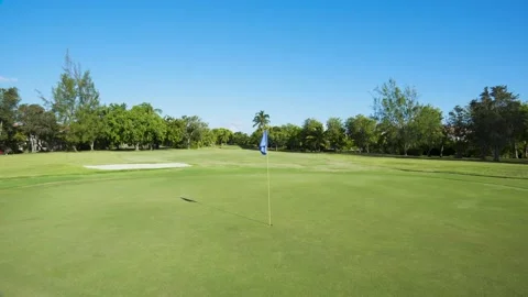 Golf Flag on golf course 4k video stock footage. Stock Footage 145756536