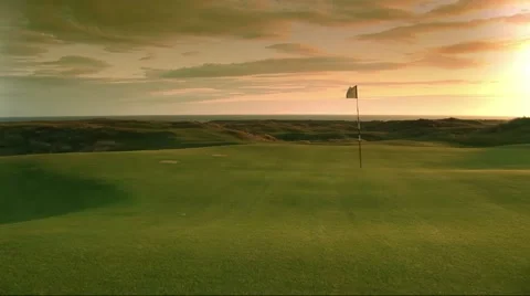 Golf flag in golf course Stock Footage 55571676
