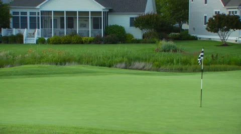 Golf flag in golf course Stock Footage 57815024