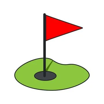 Golf flag with green grass icon vector illustration Stock Illustration