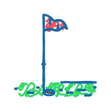 Golf flag icon doodle illustration Stock Illustration