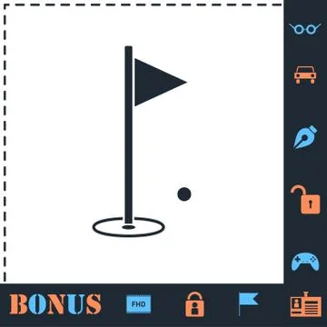 Golf Flag icon flat Stock Illustration