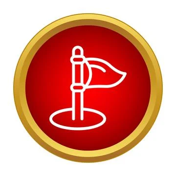 Golf flag marking hole on red background icon Stock Illustration