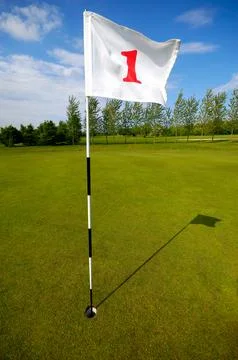 Golf flag number one Stock Photos