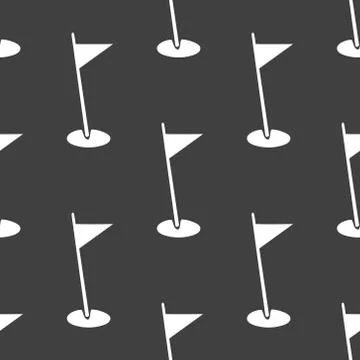 Golf flag web icon. flat design. Seamless pattern. Stock Illustration
