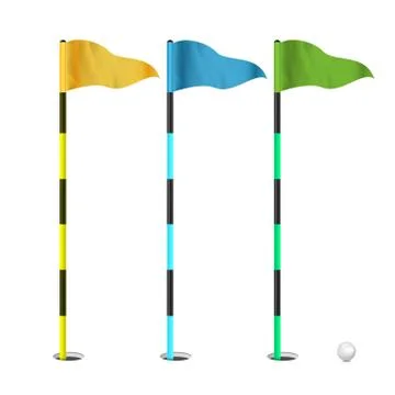 Golf Flags Vector. Realistic Flags Of The Golf Course. Isolated Illustration. Stockillustratie