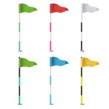 Golf Flags Vector. Realistic Flags Of The Golf Course. Isolated Illustration. Stockillustratie