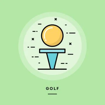 Golf, flat design thin line banner, vector illustration Stock Illustration