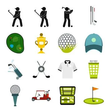 Golf flat icons set Stock Illustration