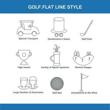 Golf flat line style Stock Illustration