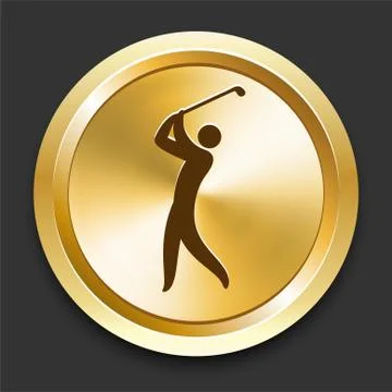 Golf on Golden Internet Button Stock Illustration