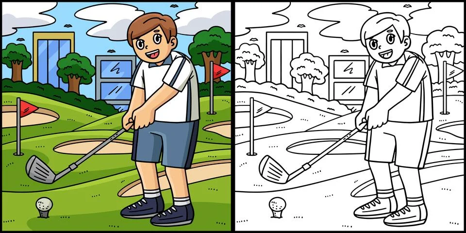 Golf Golfer Getting Ready to Hit Illustration Stock Illustration