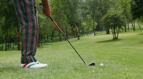 Golf, Golfer Preparing Driving Off Stock Footage 38691848