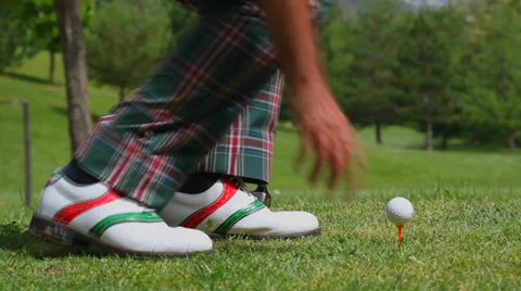 Golf, Golfer Preparing Driving Off 스톡 동영상 38691922