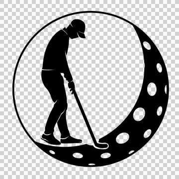 Golf Golfer Silhouette Standing Inside A Large Dimpled Stockillustratie