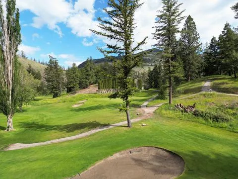 Golf green on a beautiful spring day. Stock Photos