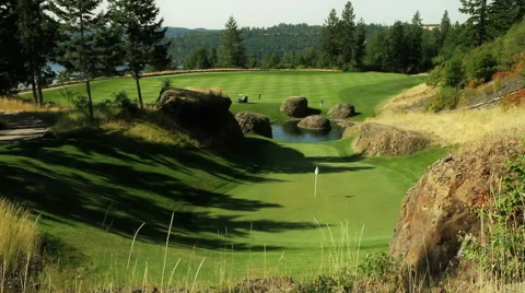 Golf Green lakeside Stock Footage 49401368