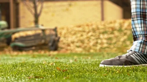 Golf hit the ball golf ball stand Stock Footage 120769059