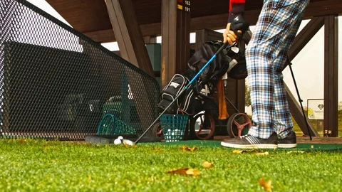 Golf Hit The Ball Golf Ball Stand 3 Stock Footage 120773654