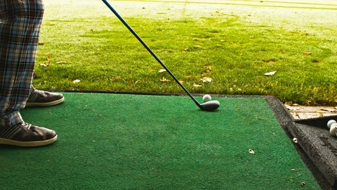 Golf Hit The Ball Golf Ball Stand 2 Stock Footage 120773780