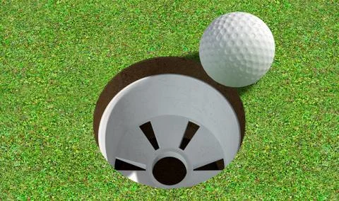 Golf Hole With Ball Approaching Stock Illustration