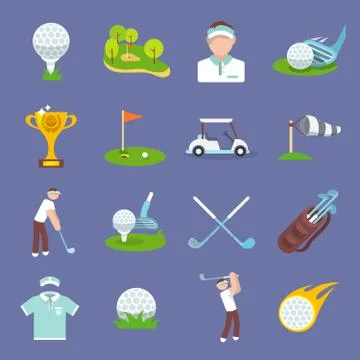 Golf Icon Flat Illustrazione stock