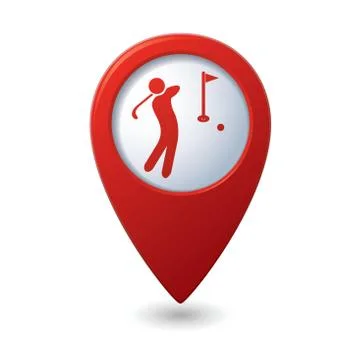 Golf icon red map pointer Stock Illustration