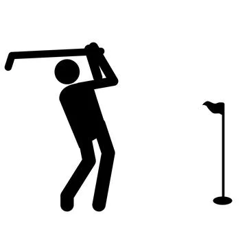 Golf icon on white background. black silhouette of golf. golf player sign. Stock Illustration