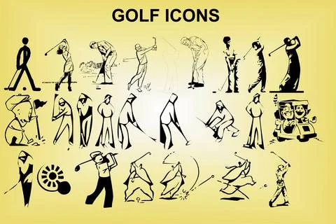 Golf icons 01 Illustrazione stock