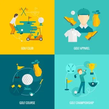 Golf icons flat Illustration