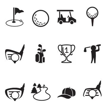 Golf icons set 스톡 일러스트