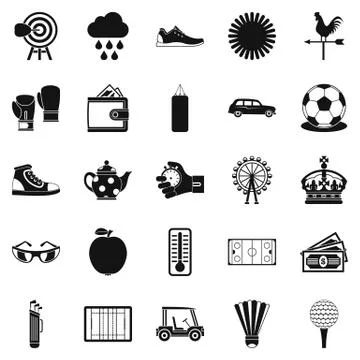 Golf icons set, simple style Stock Illustration