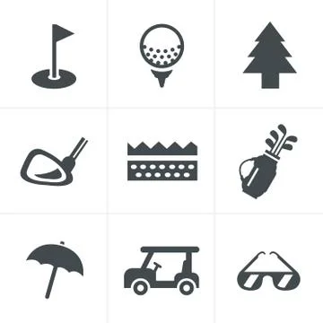 Golf  Icons Set, Vector Design Stock Illustration