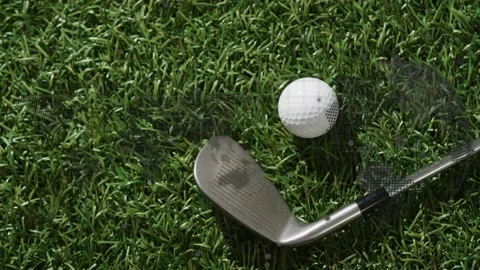 Golf iron swinging starting drill shot halftone appearing ball lifting club Stock Footage 333803046