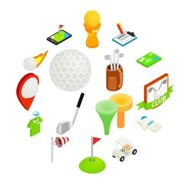 Golf isometric 3d icon set Stock Illustration