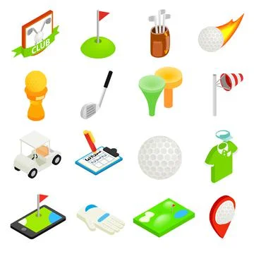 Golf isometric 3d icon set Stock Illustration