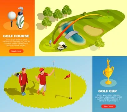 Golf Isometric Horizontal Banners Illustrazione stock