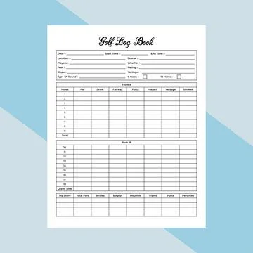 Golf log book KDP interior. Golf game score tracker and cart information ch.. Stock Illustration