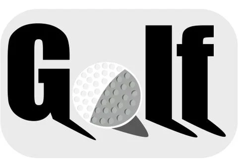 Golf logo with ball on green background black white Stock Illustration