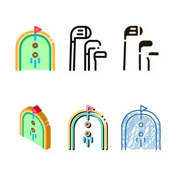 Golf minimal field icon vector outline Stock Illustration