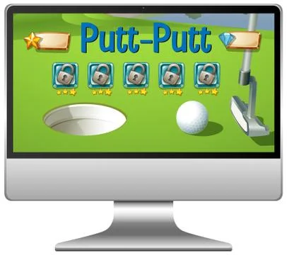 Golf or putt putt game on computer screen Stock Illustration