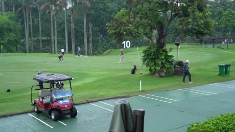 GOLF PARK WITH GOLF CAR Stock Footage 286085930