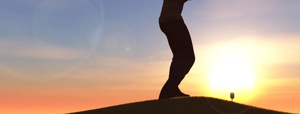 Golf player about to hit the ball 3d illustration Stock Illustration